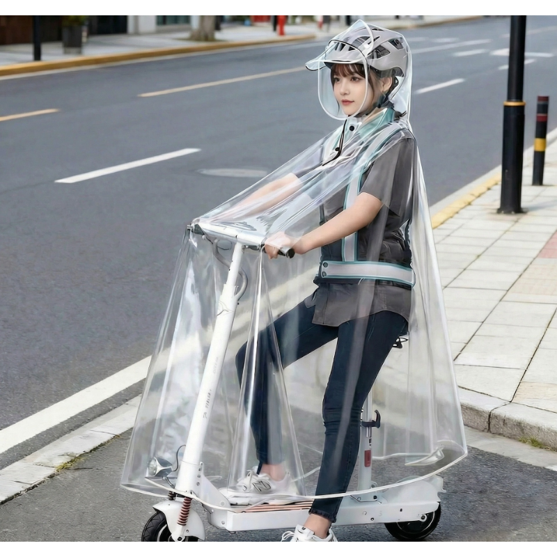 Cycling Rain Jacket Commute - Electric Scooter Raincoat, Full-Body Transparent Riding