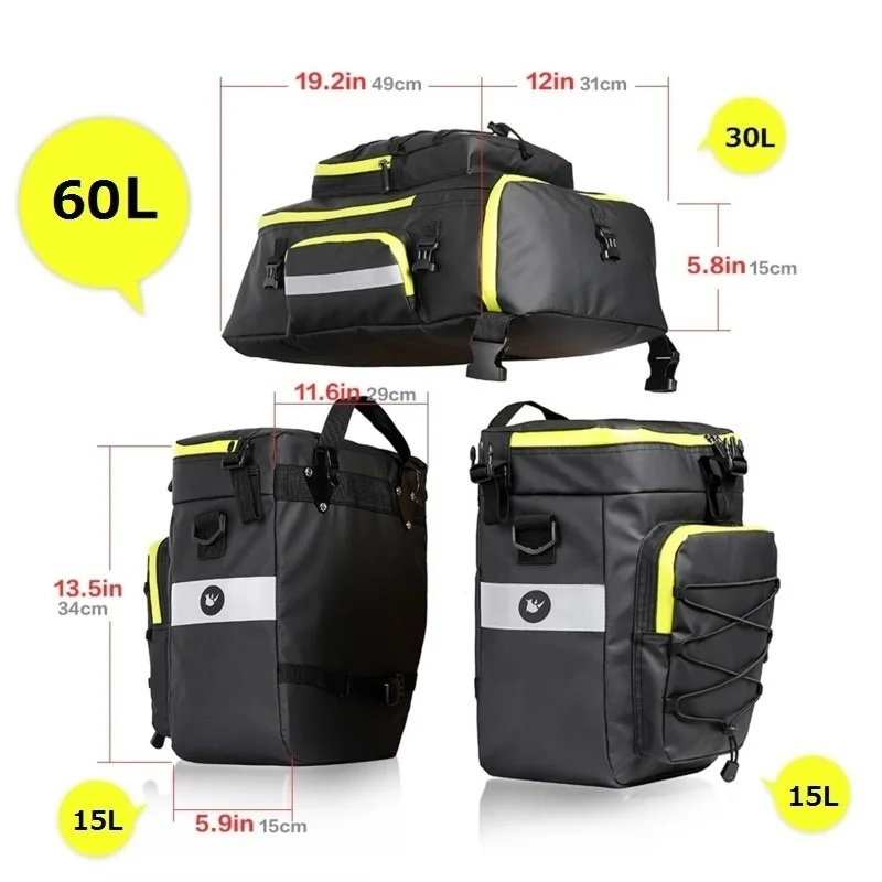 60L 3 In 1 Mountain Road Bicyc - Panniers Waterproof Rear incelemesi ve fiyatı