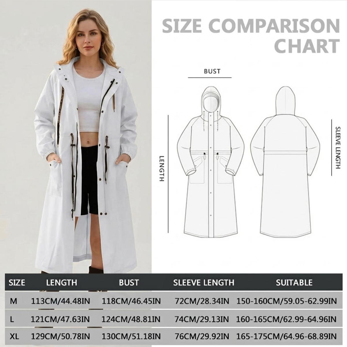Women Long Waterproof Rain Jac - Cycling Rain Jacket Commute incelemesi ve fiyatı