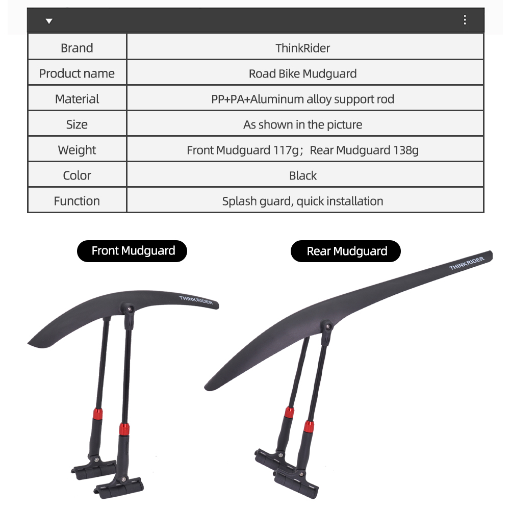 ThinkRider Road Cycling Fender - Fender Mudguard Set incelemesi ve fiyatı